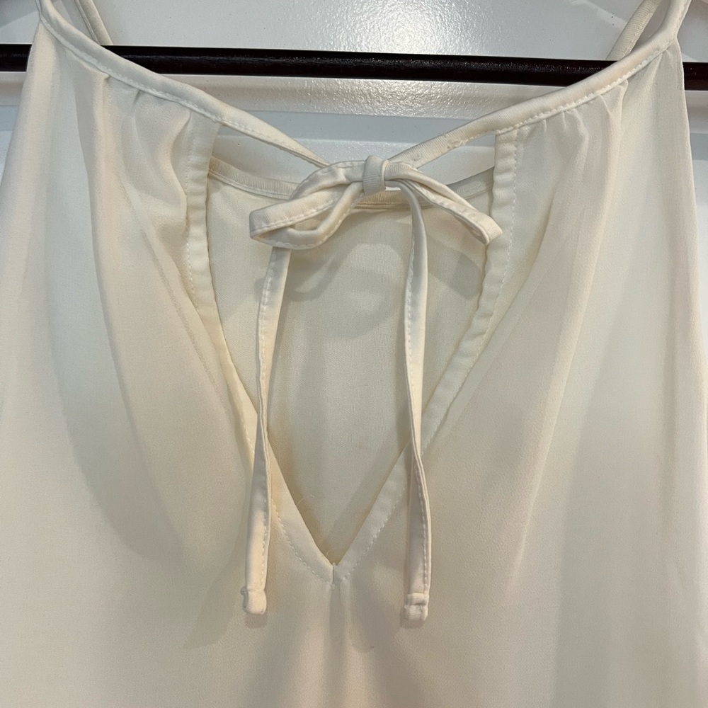 Express Cream Off White Flowy Camisole Tank Top with Vertical Lace Inset Small - Picture 5 of 7